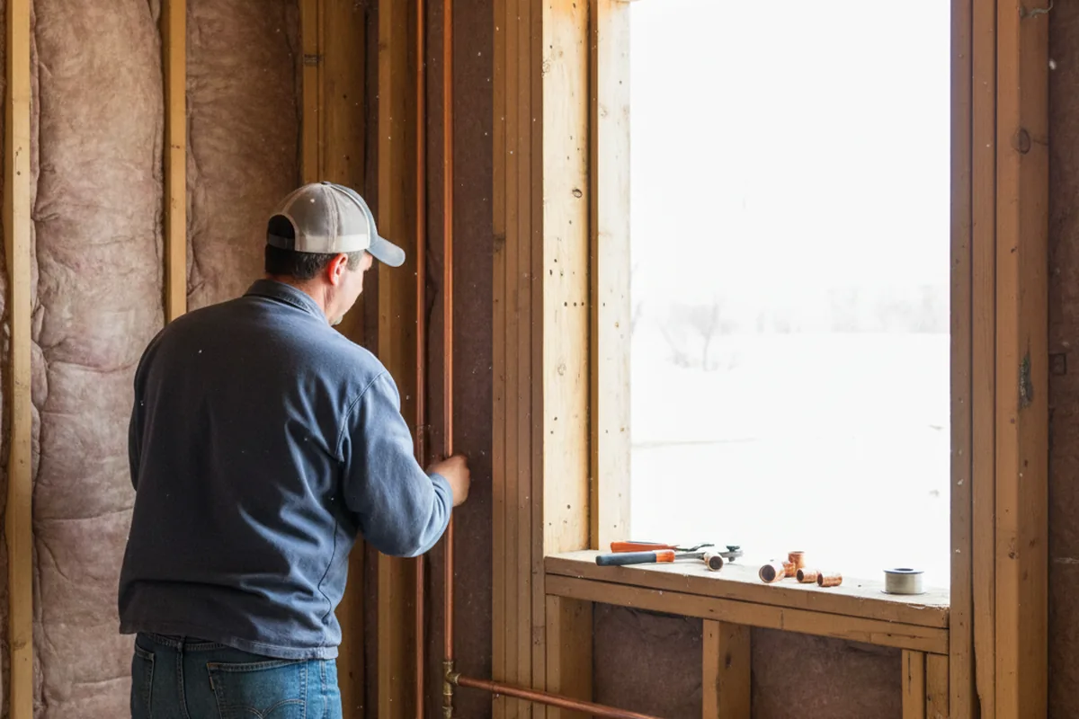 Licensed plumber running new copper supply lines in a Raisin City home