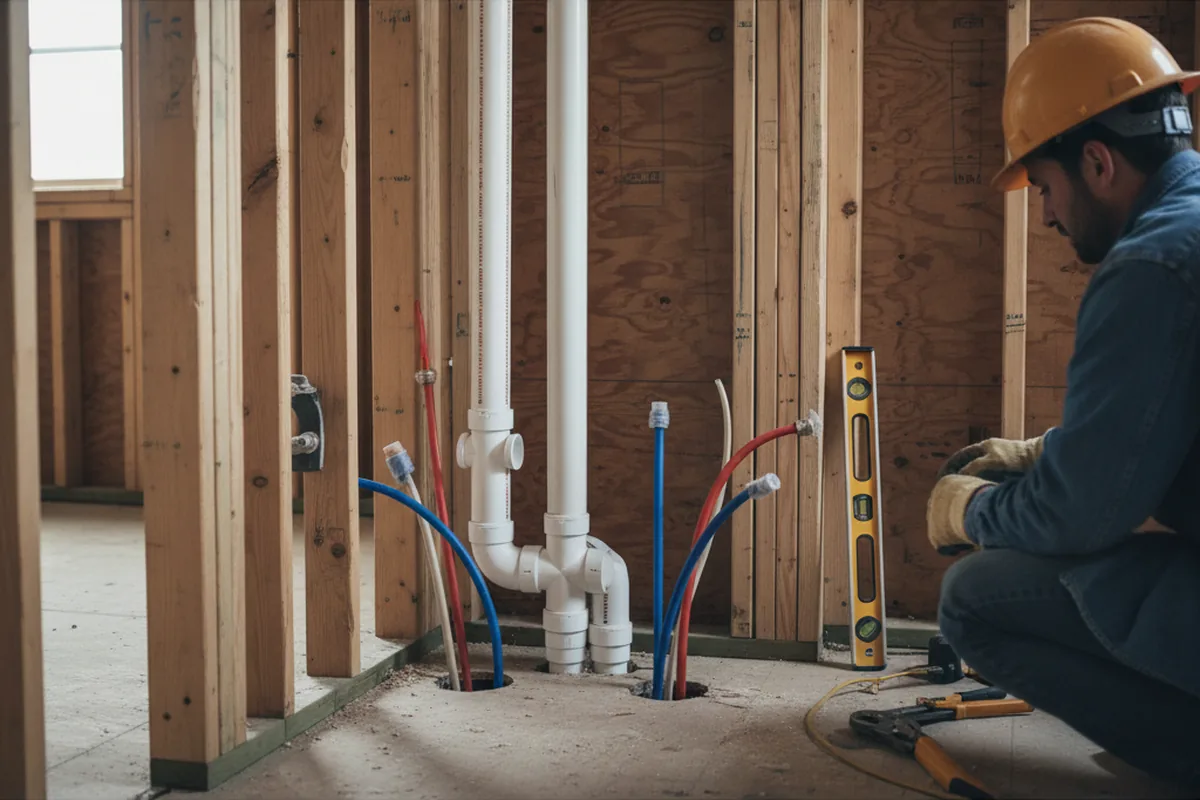 Drain and supply rough-in during Leak Detection in Raisin City