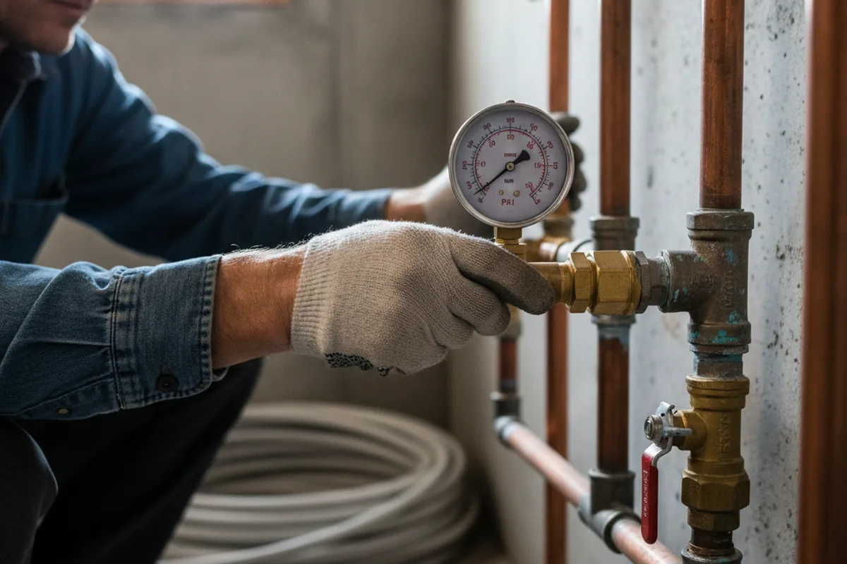 Pressure testing a repaired line during Water Line Repair in Raisin City